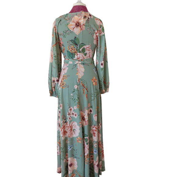 FLYING TOMATO maxi  sage floral wrap dress womans - Picture 6 of 13